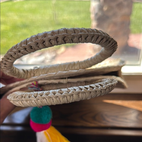 Round Straw Bag with Colorful Tassel - Picture 4 of 11